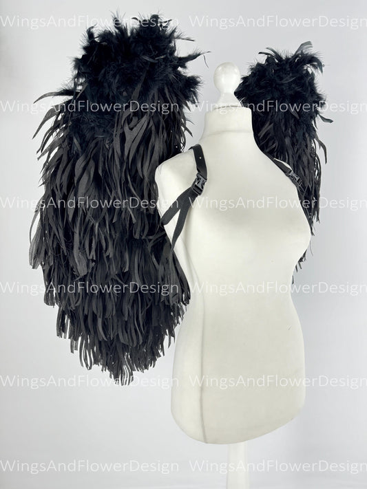 Small Dark black angel wings Halloween costume wedding wings, Victoria secret black angel wings Christmas angel Lucifer wings for adult kids