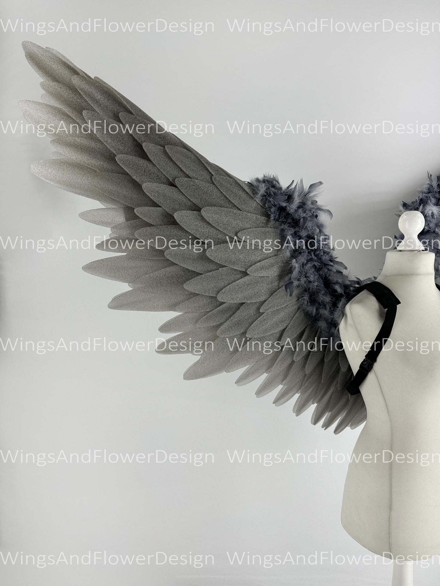 Gray angel Lucifer Gothic Style wings, Victoria secret angel wings, sexy wings, wings cosplay, Christmas Realistic Cosplay Majestic Wings