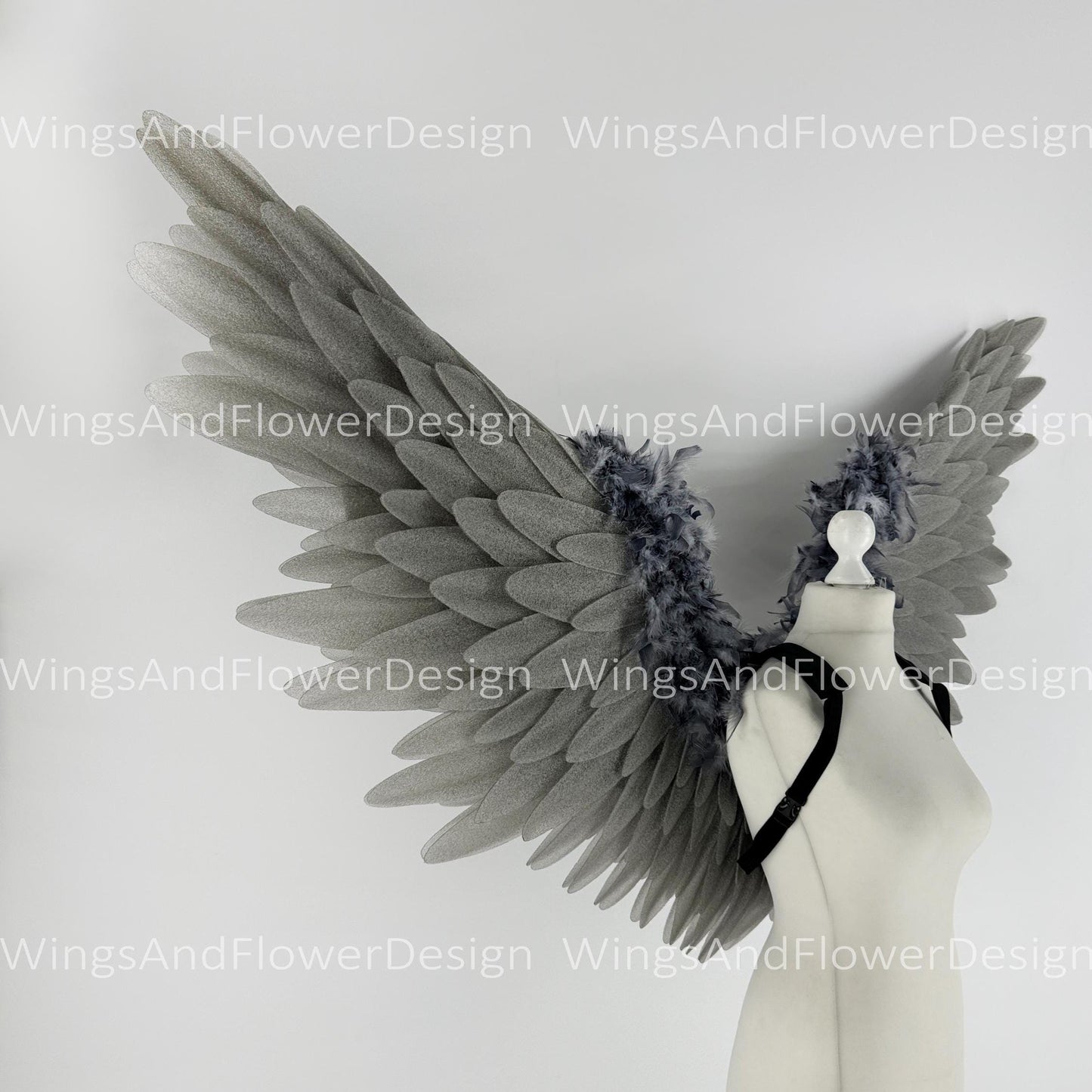 Gray angel Lucifer Gothic Style wings, Victoria secret angel wings, sexy wings, wings cosplay, Christmas Realistic Cosplay Majestic Wings