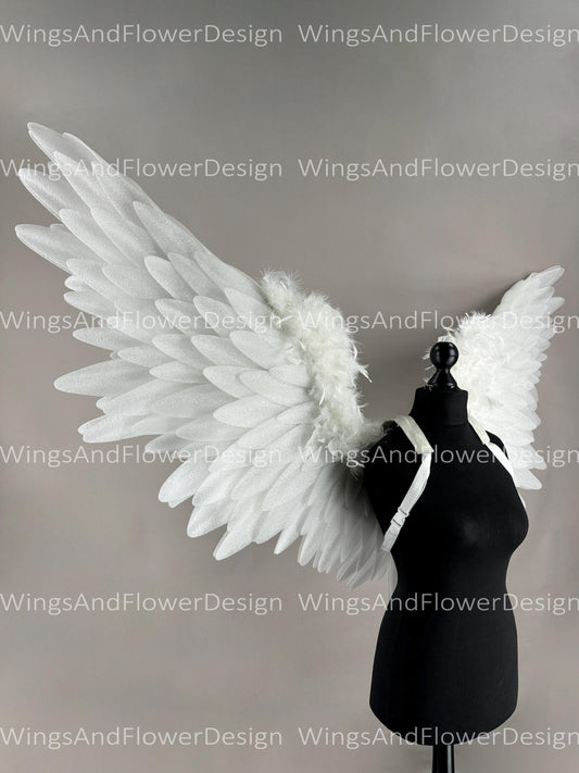 White angel Lucifer Gothic Style wings, Victoria secret angel wings, sexy wings, wings cosplay, Christmas Realistic Cosplay Majestic Wings