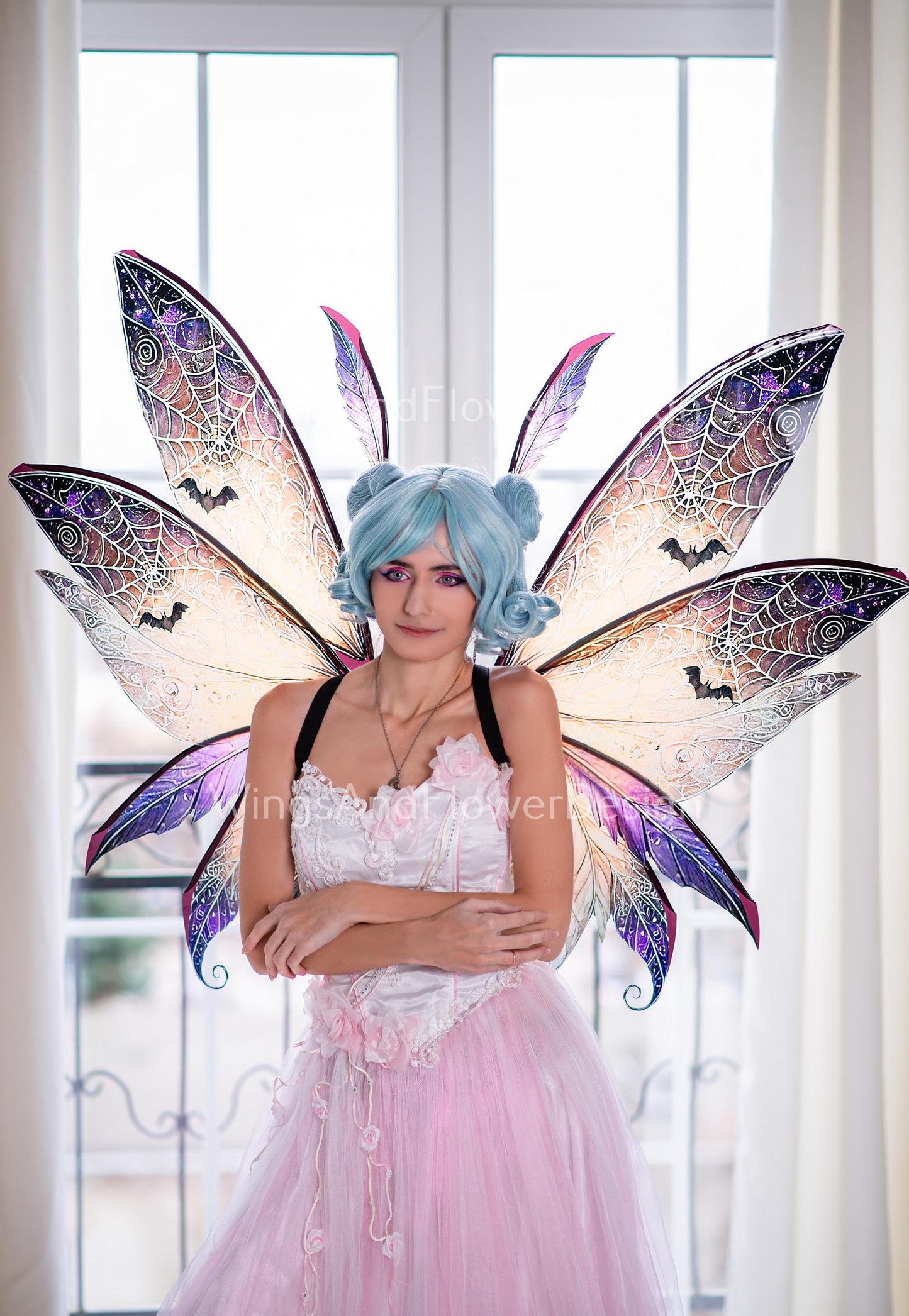 Butterfly bat purple brown black with patterns wings with web Photo Prop, Gothic Fairy wings, bat magical fairy wings, fantasy halloween