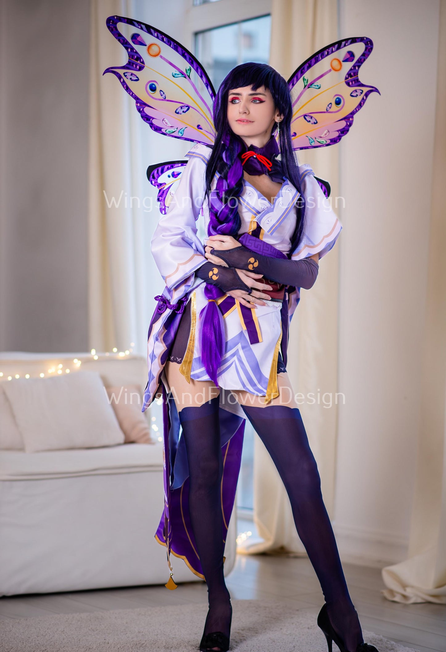 Clear transparent multi-colored multicolored purple swallowtail butterfly elf fairy Princess costume cosplay Swallowtail halloween wings