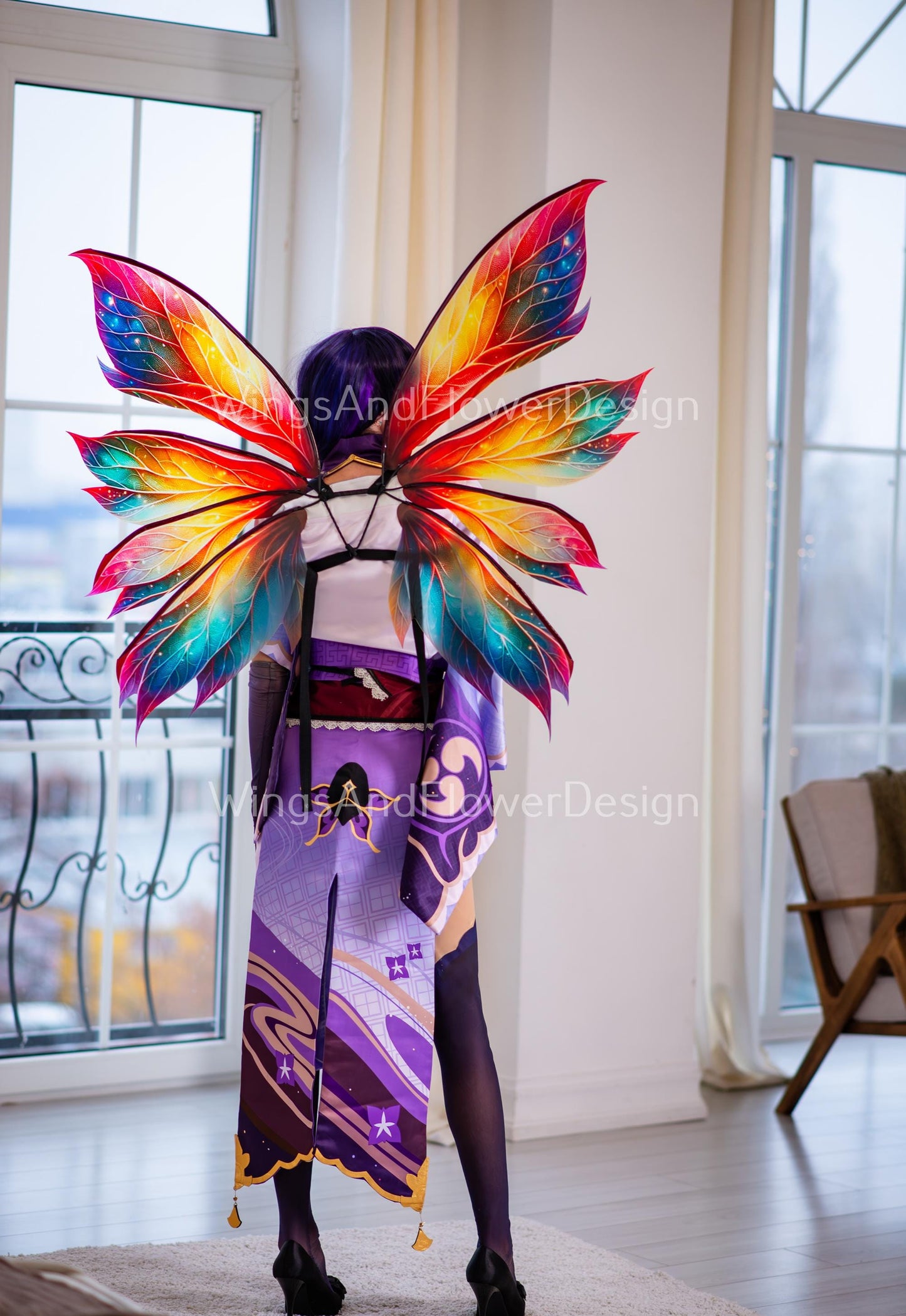 Butterfly phoenix rainbow green red blue yellow iridescent wings Photo Prop, wedding wings, butterfly magical fairy wings, fantasy halloween