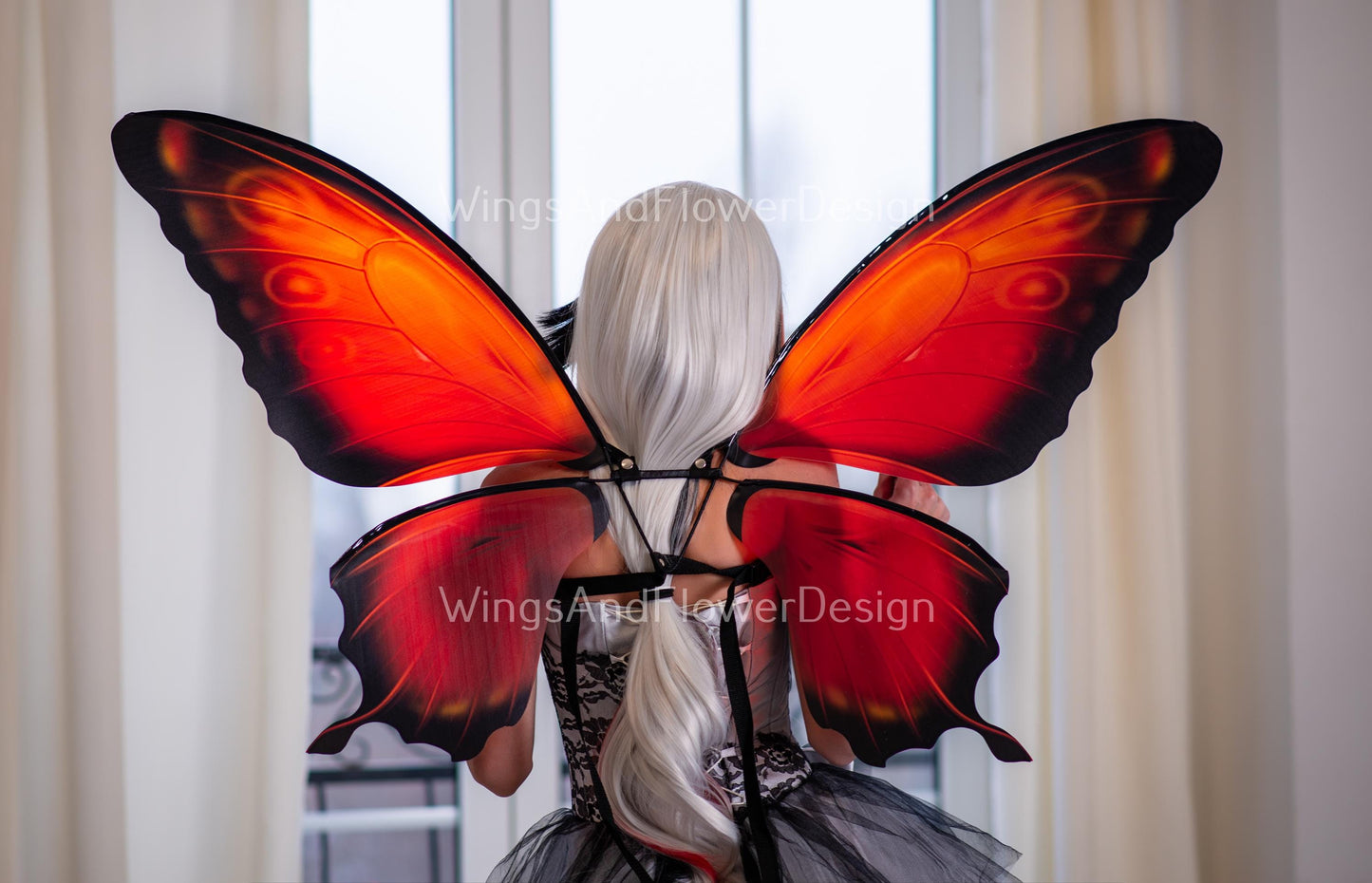 Red orange Swallowtail butterfly wings, butterfly fairy wings, costume wings, Fairy wings, Pink Swallowtail, Halloween