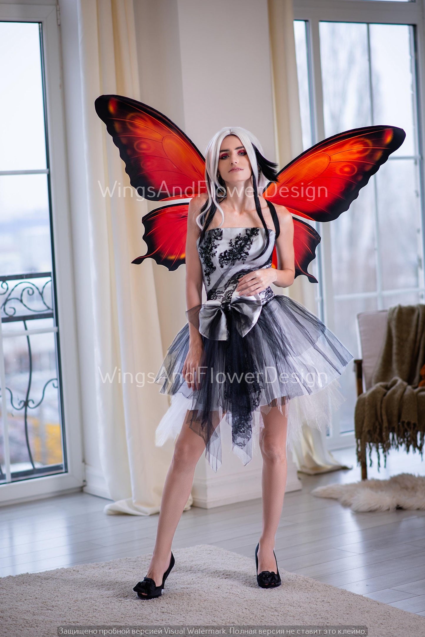 Red orange Swallowtail butterfly wings, butterfly fairy wings, costume wings, Fairy wings, Pink Swallowtail, Halloween
