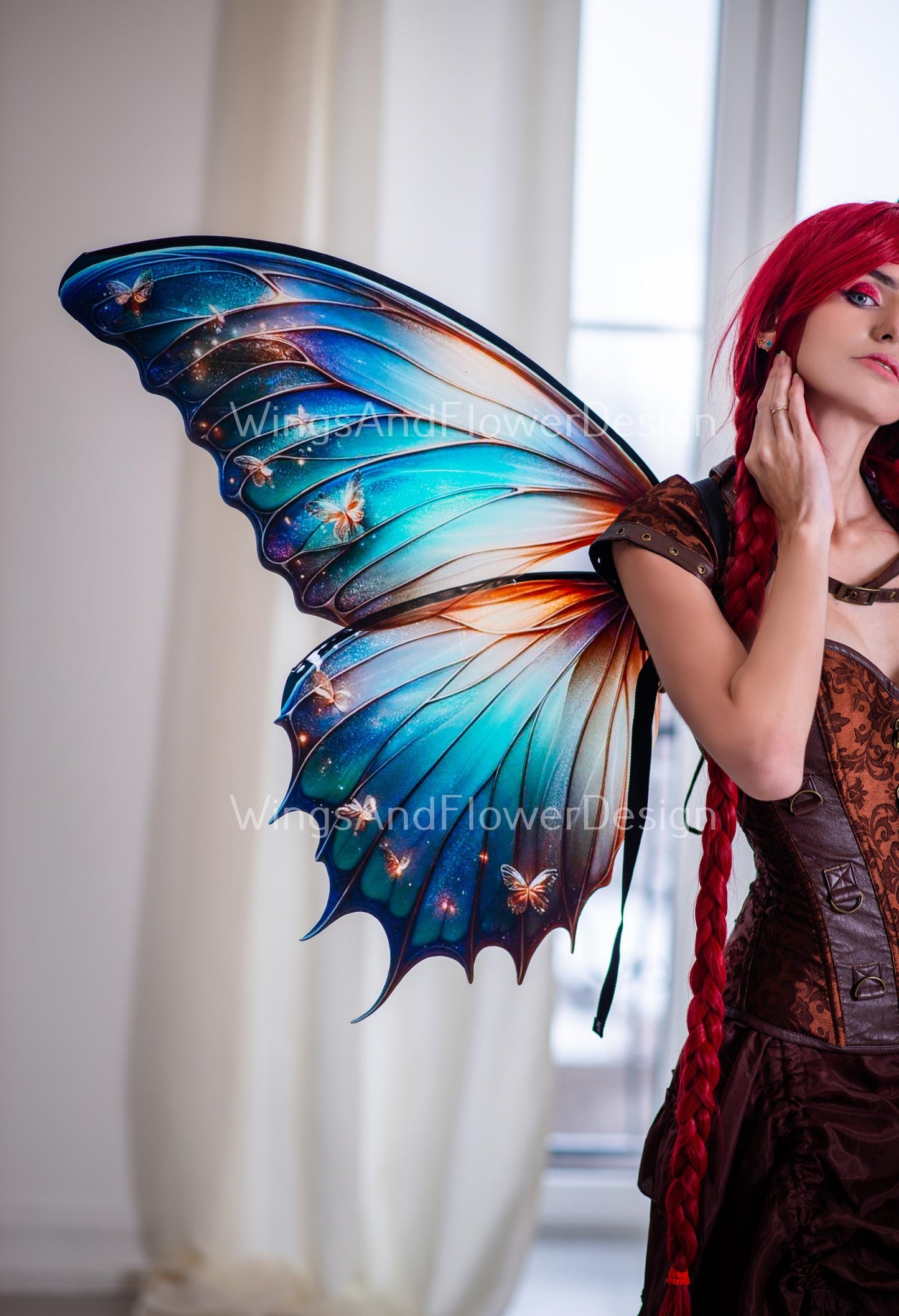 Butterfly dark blue navy green iridescent wings, wings Photo Prop, wedding wings, butterfly magical fairy wings, fantasy halloween