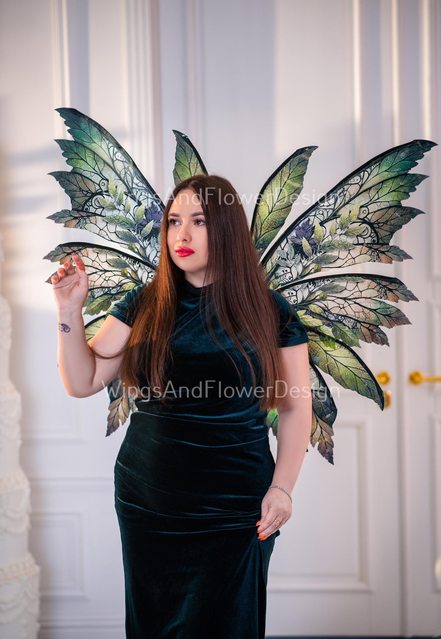 Butterfly brown green forest fairy leaves wings, wings Photo Prop, wedding wings, butterfly magical fairy wings, fantasy halloween