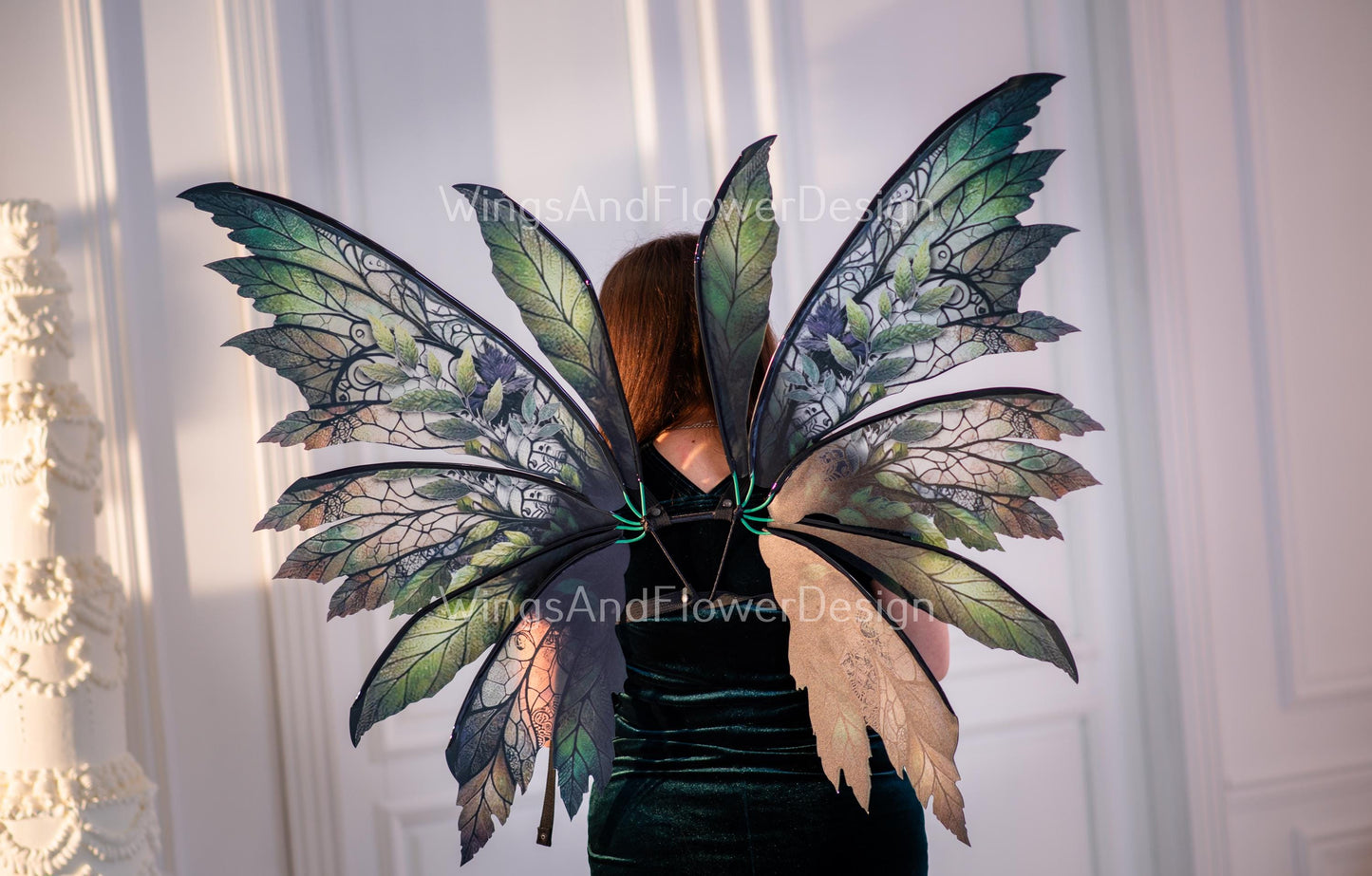 Butterfly brown green forest fairy leaves wings, wings Photo Prop, wedding wings, butterfly magical fairy wings, fantasy halloween