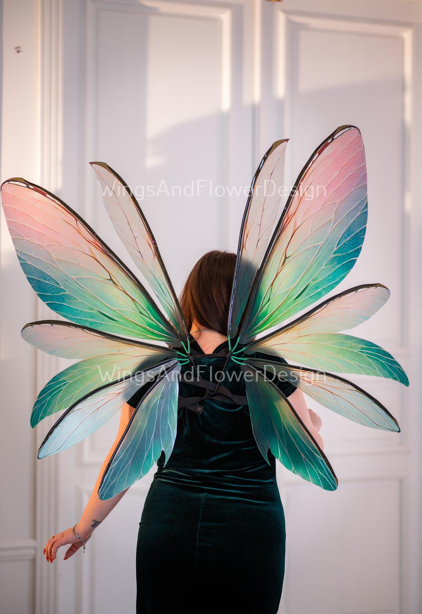 Butterfly green red brown pink wings Photo Prop, wedding wings, butterfly magical fairy wings, fantasy halloween