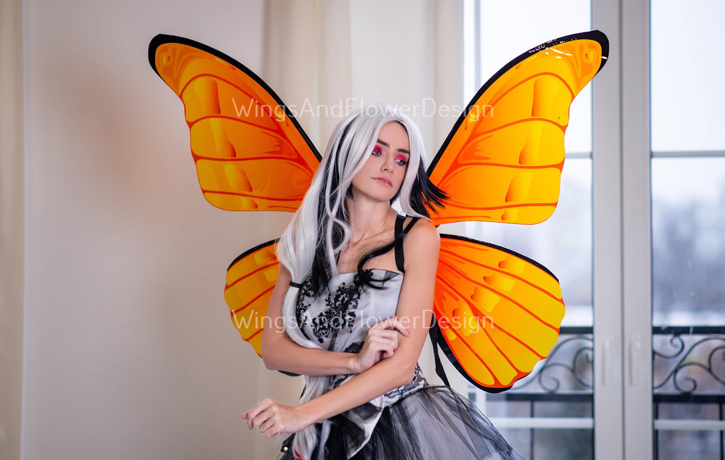 Yellow orange Swallowtail butterfly wings, butterfly fairy wings, costume wings, Fairy wings, Blue Swallowtail, Blue wings, halloween