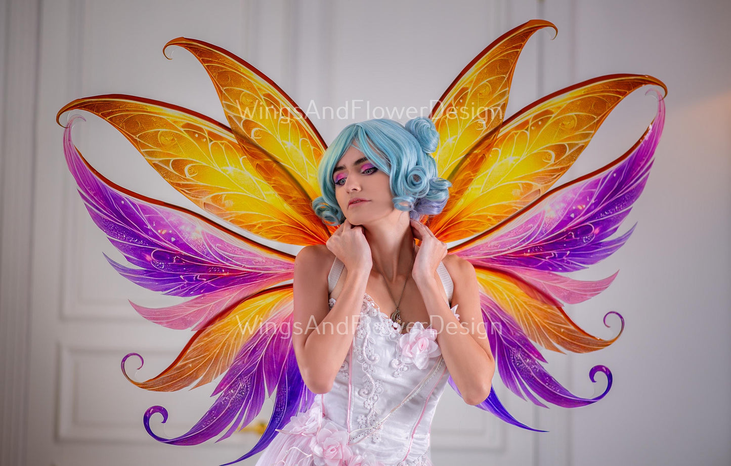 Purple yellow phoenix dragonfly wings, purple yellow butterfly fairy wings, costume wings, blue fairy wings, Halloween