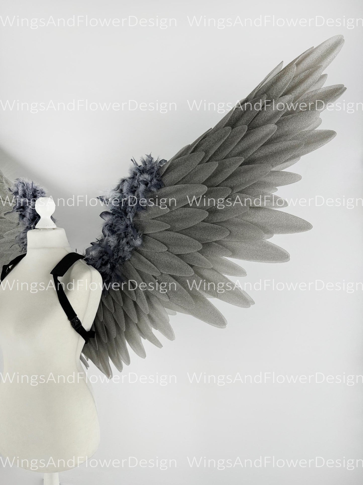 Gray angel Lucifer Gothic Style wings, Victoria secret angel wings, sexy wings, wings cosplay, Christmas Realistic Cosplay Majestic Wings