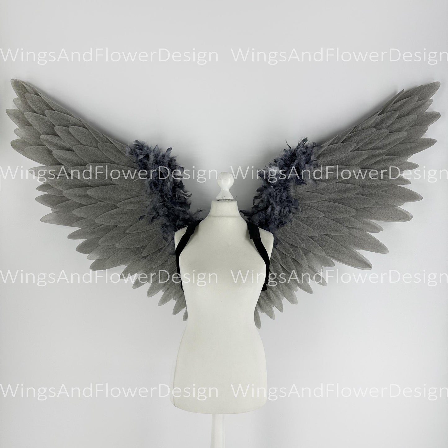 Gray angel Lucifer Gothic Style wings, Victoria secret angel wings, sexy wings, wings cosplay, Christmas Realistic Cosplay Majestic Wings
