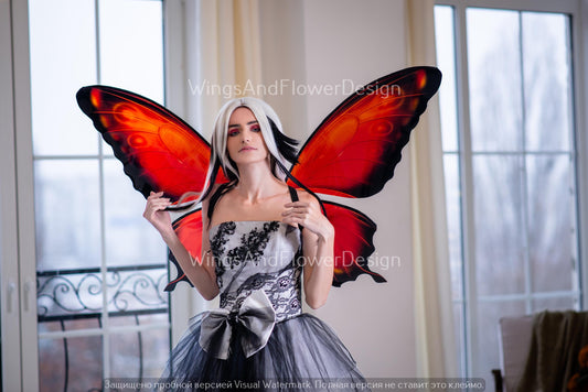 Red orange Swallowtail butterfly wings, butterfly fairy wings, costume wings, Fairy wings, Pink Swallowtail, Halloween