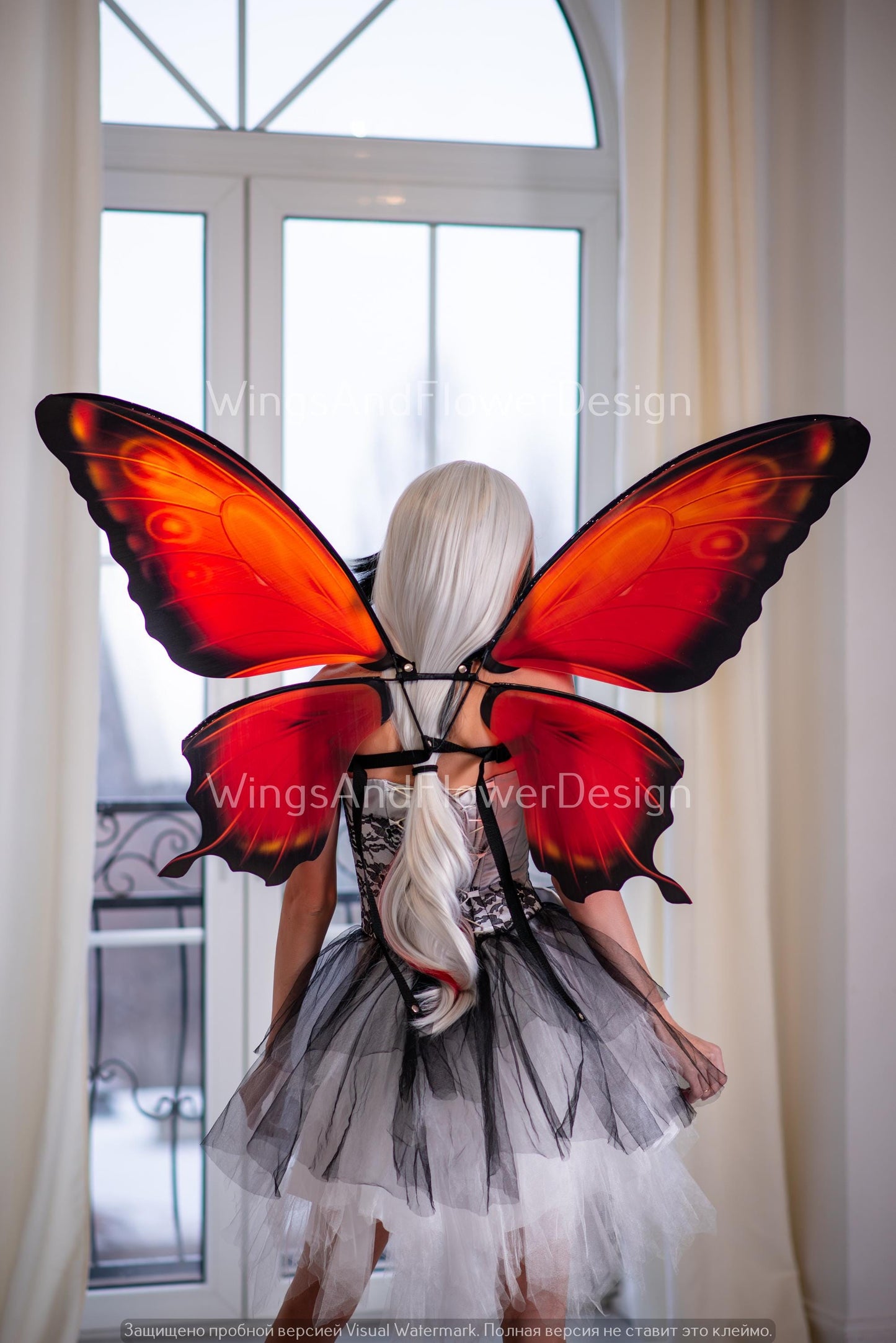 Red orange Swallowtail butterfly wings, butterfly fairy wings, costume wings, Fairy wings, Pink Swallowtail, Halloween