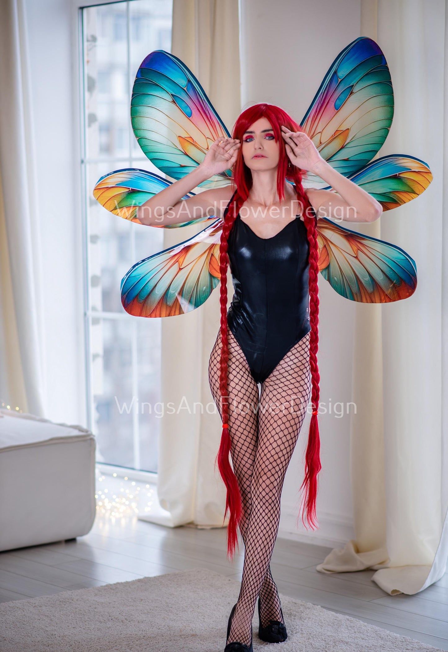 Butterfly rainbow green red blue yellow iridescent wings, wings Photo Prop, wedding wings, butterfly magical fairy wings, fantasy halloween