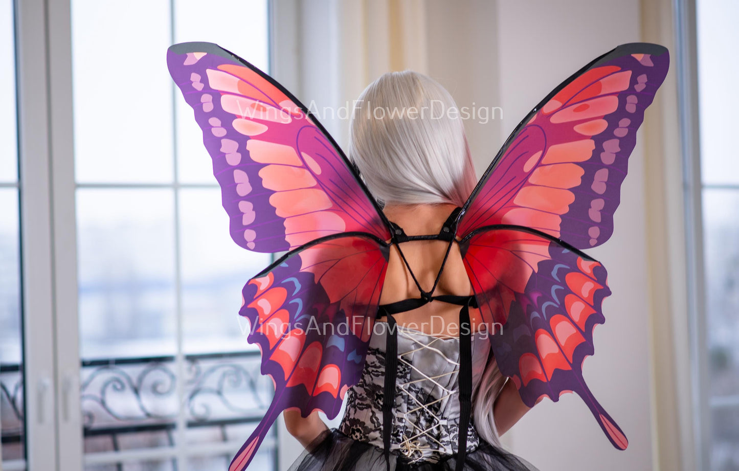 Red pink Swallowtail butterfly wings, butterfly fairy wings, costume wings, Fairy wings, Blue Swallowtail, Blue wings, fantasy halloween