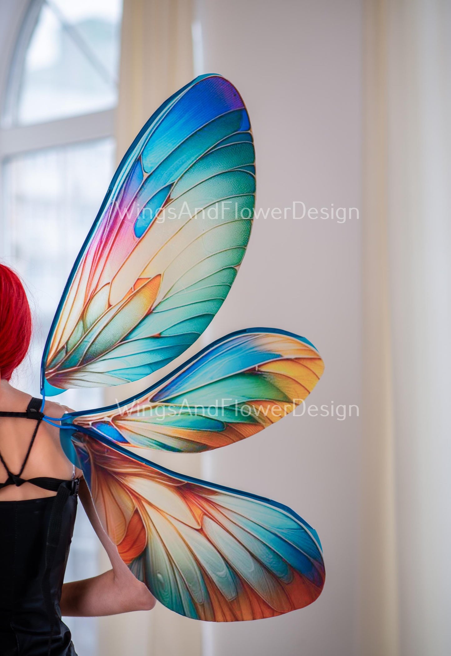 Butterfly rainbow green red blue yellow iridescent wings, wings Photo Prop, wedding wings, butterfly magical fairy wings, fantasy halloween