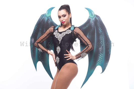 Large dragon wings, green turquoise dragon wings, Devil wings, cosplay wings, big dragon wings, photo props, festival wear, wings design