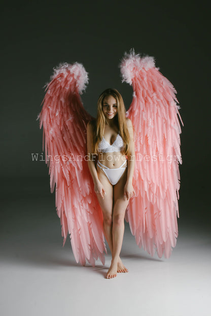 Pink angel wings, light pink angel wings, wedding wings, Victoria secret angel wings, Christmas angel, Lucifer wings, angel wings