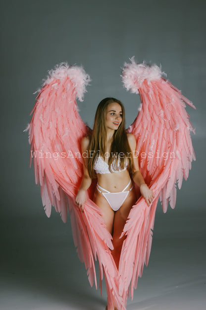 Pink angel wings, light pink angel wings, wedding wings, Victoria secret angel wings, Christmas angel, Lucifer wings, angel wings