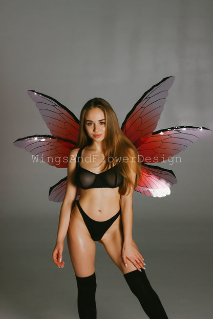 Red butterfly wings, elf wings, fairy wings, wings Photo Prop, wedding wings, butterfly fairy wings, fantasy halloween, magical fairy