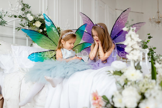Butterfly purple+green (2pc) wings, elf wings, fairy wings, wings Photo Prop, butterfly fairy wings, fantasy halloween, magical fairy