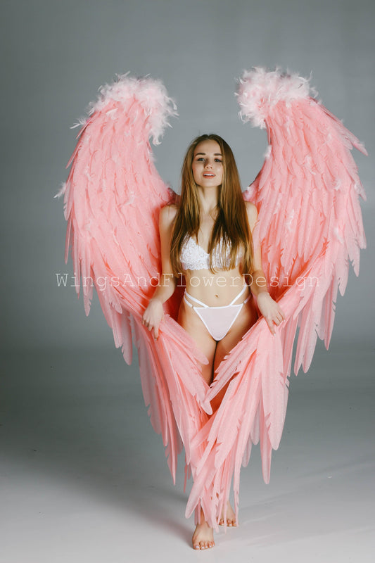 Pink angel wings, light pink angel wings, wedding wings, Victoria secret angel wings, Christmas angel, Lucifer wings, angel wings