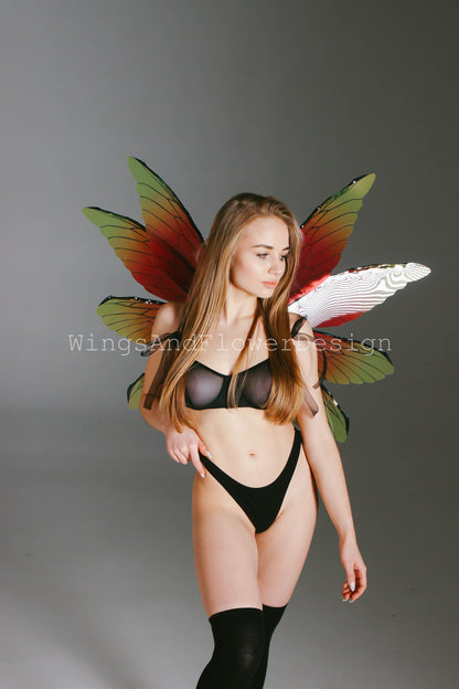 Butterfly red yellow wings, elf wings, fairy wings, wings Photo Prop, butterfly wings, fantasy halloween, magical fairy, dragonfly wings