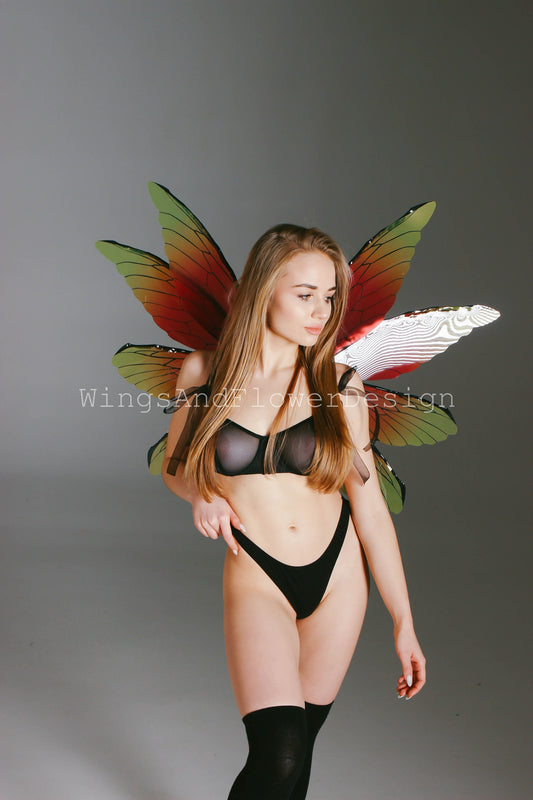 Butterfly red yellow wings, elf wings, fairy wings, wings Photo Prop, butterfly wings, fantasy halloween, magical fairy, dragonfly wings