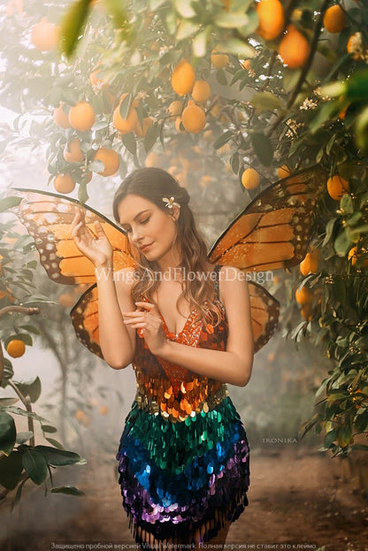 Yellow orange Swallowtail Monarch butterfly fairy wings, costume wings, Fairy wings, halloween Fantasy Cosplay Romantic Style