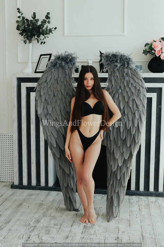 Gray angel wings, angel wings, wedding wings,  giant sexy wings, Lucifer wings, boudoir photo session, Boudoir Wings, Boudoir session