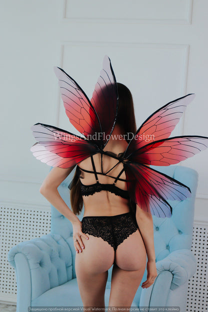 Red butterfly wings, elf wings, fairy wings, wings Photo Prop, wedding wings, butterfly fairy wings, fantasy halloween, magical fairy