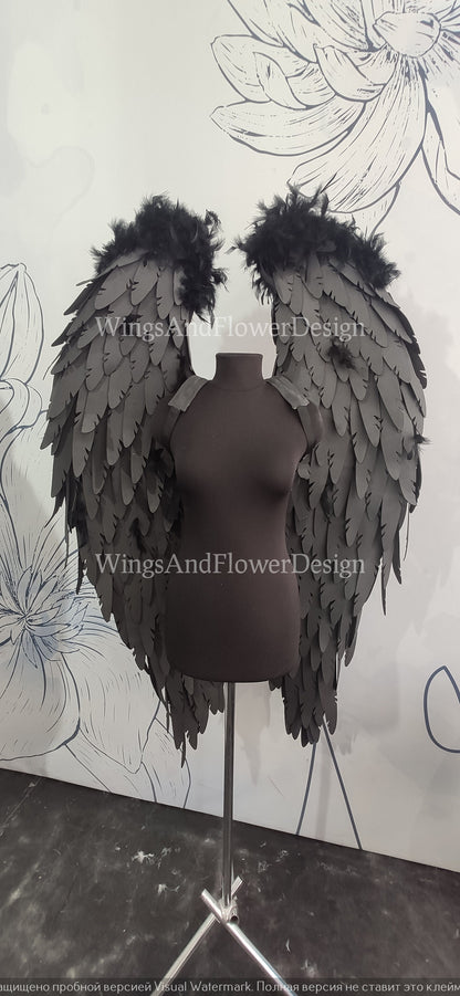 Black dark gray angel wings, angel wings, Victoria secret angel wings, sexy wings, wings cosplay, Christmas wings, kids wings