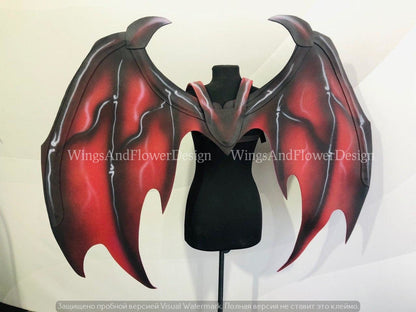 Red black dragon wings, large dragon wings, Devil wings, cosplay wings, big dragon wings, photo props, festival wear, wings design