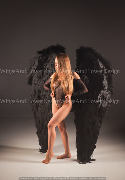 Black dark grey angel wings, angel wings, wedding wings, Victoria secret angel wings, giant sexy wings, Christmas angel, Lucifer wings