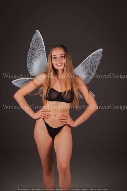 White butterfly wings, butterfly fairy wings, costume wings, Fairy wings, Blue Swallowtail, Blue wings, halloween