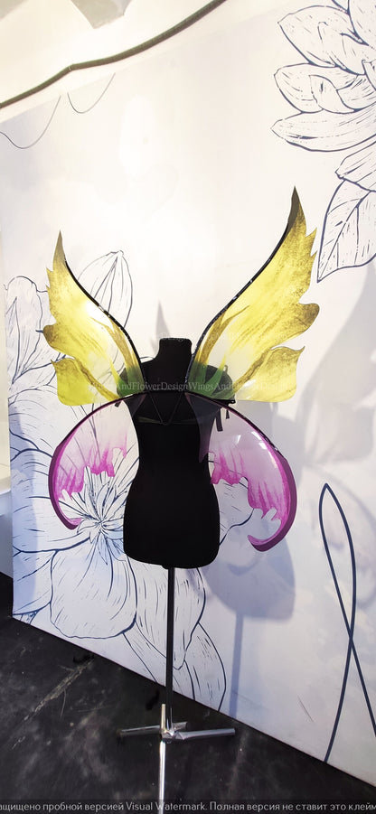 Pink-yellow Fairy wings, butterfly wings, elf wings, wings Photo Prop, butterfly fairy wings, fantasy halloween, fantasy, magical fairy