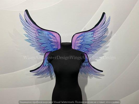 Blue pink angel wings, butterfly fairy wings, costume wings, Fairy wings, Blue Swallowtail, Blue wings, fantasy halloween