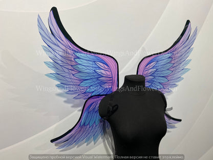 Blue pink angel wings, butterfly fairy wings, costume wings, Fairy wings, Blue Swallowtail, Blue wings, fantasy halloween