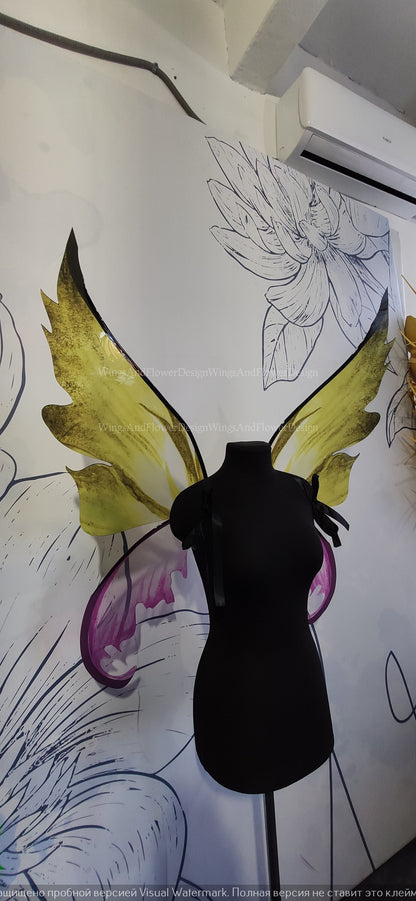 Pink-yellow Fairy wings, butterfly wings, elf wings, wings Photo Prop, butterfly fairy wings, fantasy halloween, fantasy, magical fairy
