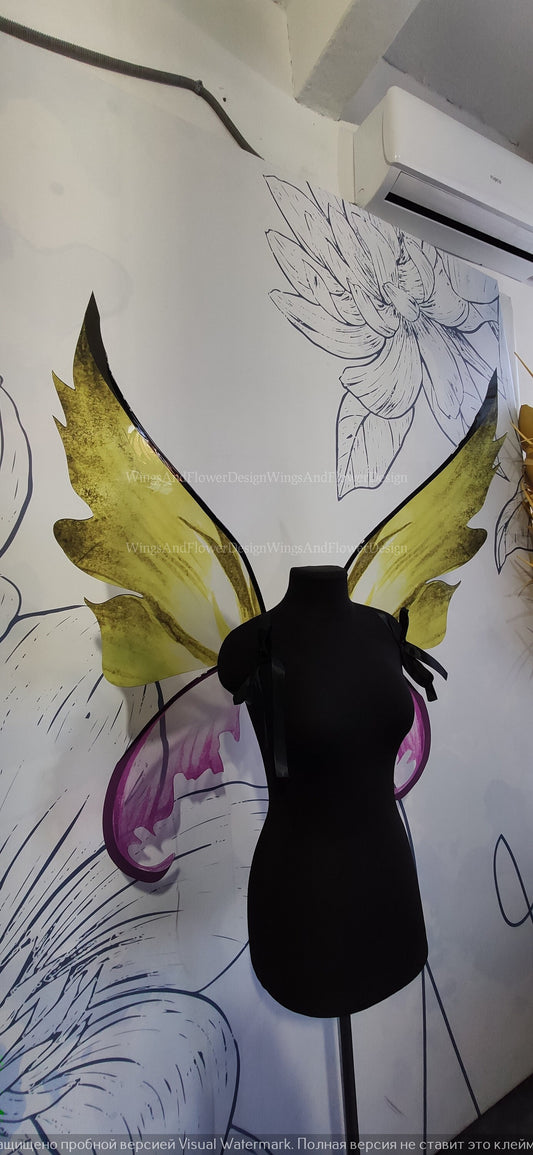 Pink-yellow Fairy wings, butterfly wings, elf wings, wings Photo Prop, butterfly fairy wings, fantasy halloween, fantasy, magical fairy