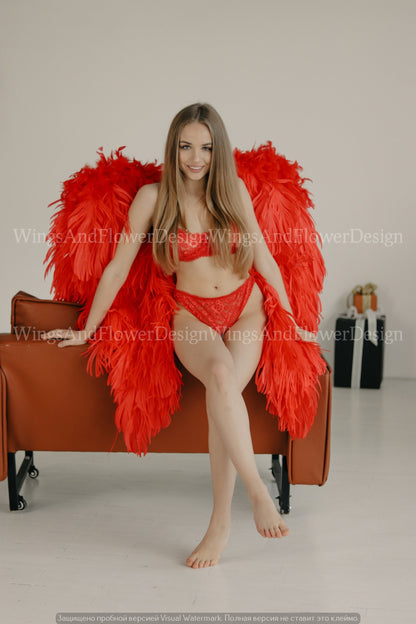 Small red angel wings, angel wings, wedding wings, Victoria secret angel wings, giant sexy wings, Christmas angel, artificial ostrich wings