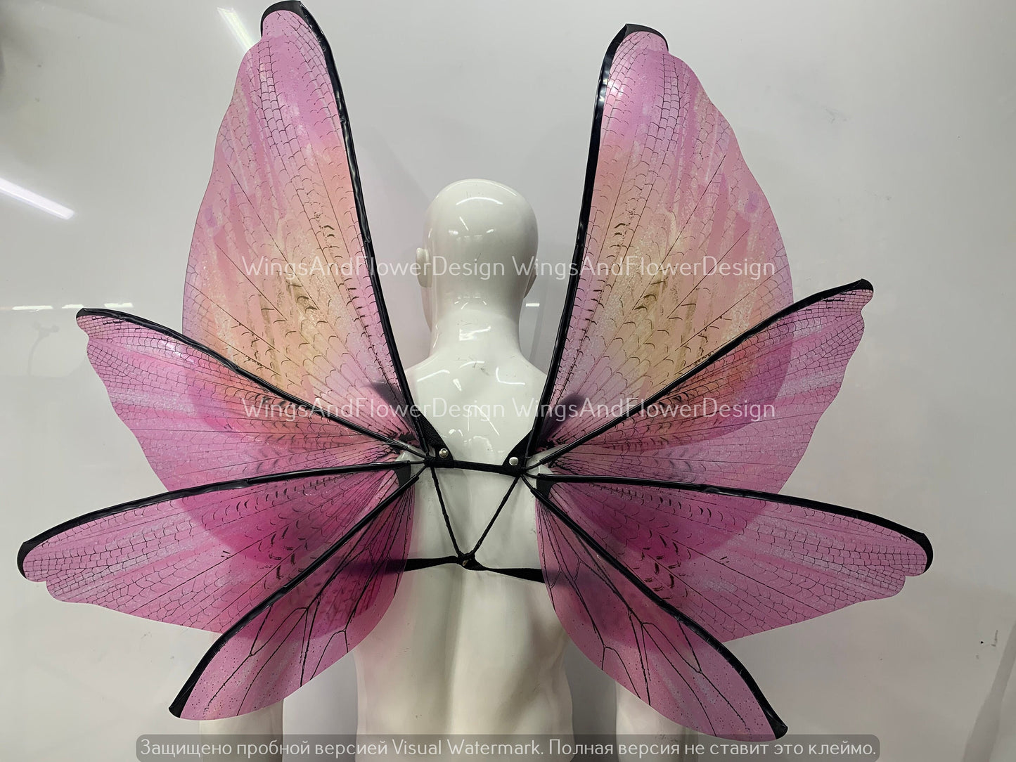 Transparent pink wings, pink moth wings wings, pink elf wings, butterfly fairy wings, fantasy Halloween fantasy, magical fairy clear wings