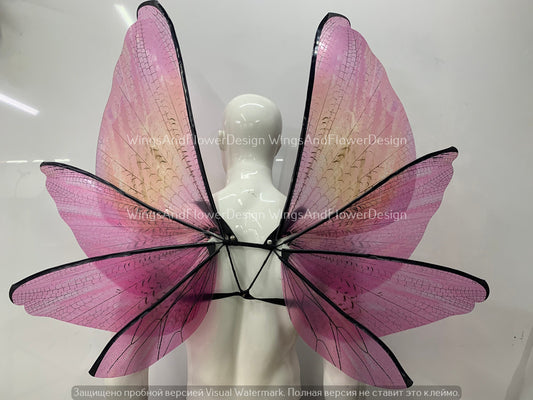 Transparent pink wings, pink moth wings wings, pink elf wings, butterfly fairy wings, fantasy Halloween fantasy, magical fairy clear wings