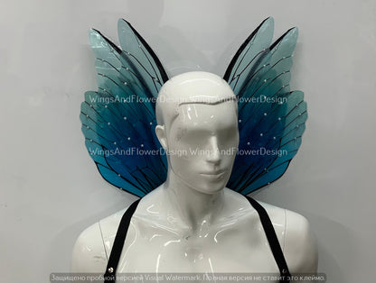 Blue Fairy wings, butterfly wings, blue elf wings, wings Photo Prop, butterfly fairy wings, fantasy halloween, fantasy, magical fairy