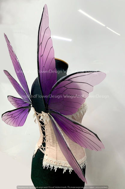 Purple Fairy wings under the corset, butterfly wings, elf wings, wings Photo Prop, butterfly fairy wings, fantasy halloween, magical fairy