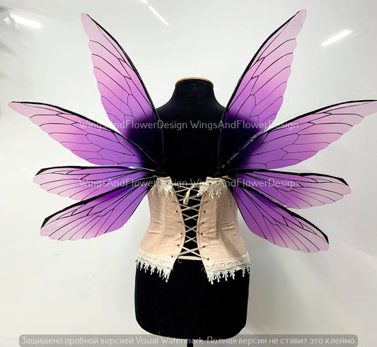 Purple Fairy wings under the corset, butterfly wings, elf wings, wings Photo Prop, butterfly fairy wings, fantasy halloween, magical fairy