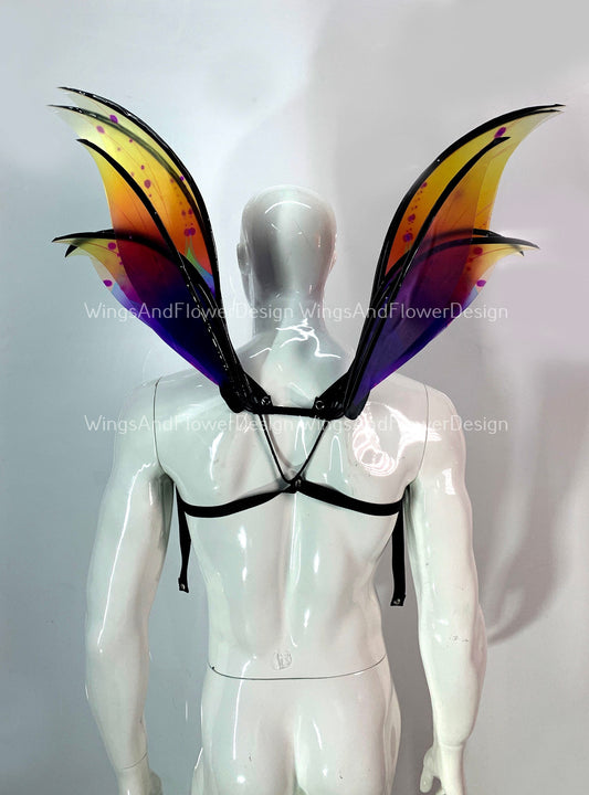 Purple yellow butterfly dragonfly wings, purple yellow butterfly fairy wings, costume wings, blue fairy wings,  Halloween