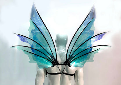 Blue turquoise butterfly dragonfly wings, blue turquoise butterfly fairy wings, costume wings, blue fairy wings,  Halloween